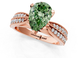 Rose gold Fancy Green Pear  Solitaire Diamond Ring with Milgrain Pavé Band and Four-Prong Setting_49