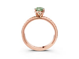 Rose gold Fancy Green Pear  Solitaire Diamond Ring with Milgrain and Black Enamel X Pattern Band_204
