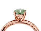 Rose gold Fancy Green Pear  Solitaire Diamond Ring with Milgrain and Black Enamel X Pattern Band_205