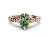 Rose gold Fancy Green Pear  Solitaire Diamond Ring with Pavé Band and Four-Prong Setting_69