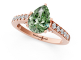 Rose gold Fancy Green Pear  Solitaire Diamond Ring with Pavé Band and Four-Prong Setting_70