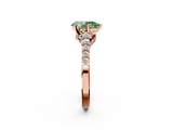 Rose gold Fancy Green Pear  Solitaire Diamond Ring with Pavé Band and Four-Prong Setting_71