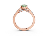 Rose gold Fancy Green Pear  Solitaire Diamond Ring with Pavé Band and Four-Prong Setting_72