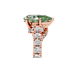 Rose gold Fancy Green Pear  Solitaire Diamond Ring with Pavé Band and Four-Prong Setting_74