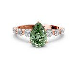 Rose gold Fancy Green Pear  Solitaire Diamond Ring with Pave Band and Four-Prong Setting_211