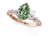Rose gold Fancy Green Pear  Solitaire Diamond Ring with Pave Band and Four-Prong Setting_212