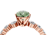 Rose gold Fancy Green Pear  Solitaire Diamond Ring with Pave Band and Four-Prong Setting_215