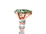Rose gold Fancy Green Pear  Solitaire Diamond Ring with Pave Band and Four-Prong Setting_216