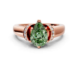 Rose gold Fancy Green Pear  Solitaire Diamond Ring with Pave Band and Six-Prong Setting_32