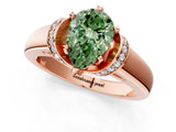 Rose gold Fancy Green Pear  Solitaire Diamond Ring with Pave Band and Six-Prong Setting_33