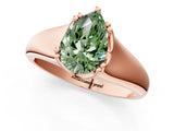 Rose gold Fancy Green Pear  Solitaire Diamond Ring with Six-Prong Cathedral Setting_33