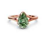 Rose gold Fancy Green Pear  Solitaire Diamond Ring with Six-Prong Setting and Tapered Band_17