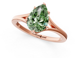 Rose gold Fancy Green Pear  Solitaire Diamond Ring with Six-Prong Setting and Tapered Band_18