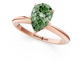 Rose gold Fancy Green Pear  Solitaire Diamond Ring with Six-Prong Setting on a Classic Band 1