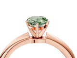 Rose gold Fancy Green Pear  Solitaire Diamond Ring with Six-Prong Setting on a Classic Band 4