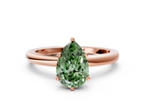 Rose gold Fancy Green Pear  Solitaire Diamond Ring with Six-Prong Setting on a Classic Band_3