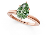 Rose gold Fancy Green Pear  Solitaire Diamond Ring with Six-Prong Setting on a Classic Band_4