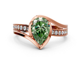 Rose gold Fancy Green Pear  Solitaire Diamond Ring with Split Shank and Prong Setting_36