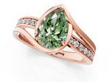 Rose gold Fancy Green Pear  Solitaire Diamond Ring with Split Shank and Prong Setting_37
