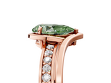Rose gold Fancy Green Pear  Solitaire Diamond Ring with Split Shank and Prong Setting_41