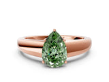 Rose gold Fancy Green Pear  Solitaire Diamond Ring with Tapered Band and Four-Prong Setting_49