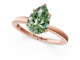 Rose gold Fancy Green Pear  Solitaire Diamond Ring with Thin Band and Four-Prong Setting_4