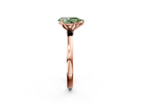Rose gold Fancy Green Pear  Solitaire Diamond Ring with Thin Band and Four-Prong Setting_5