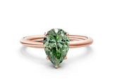 Rose gold Fancy Green Pear  Solitaire Diamond Ring with a Classic Band and Four-Prong Setting 1