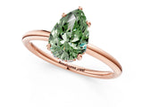 Rose gold Fancy Green Pear  Solitaire Diamond Ring with a Classic Band and Four-Prong Setting 2