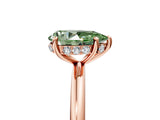 Rose gold Fancy Green Pear  Solitaire Diamond Ring with a Classic Band and Four-Prong Setting