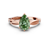 Rose gold Fancy Green Pear  Solitaire Diamond Twisted Band with Four-Prong Setting_81