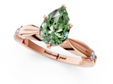 Rose gold Fancy Green Pear  Solitaire Diamond Twisted Band with Four-Prong Setting_82