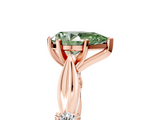 Rose gold Fancy Green Pear  Solitaire Diamond Twisted Band with Four-Prong Setting_86