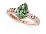Rose gold Fancy Green Pear  Solitaire Diamond with Pavé Band and Four-Prong Setting_53