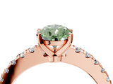 Rose gold Fancy Green Pear  Solitaire Diamond with Pavé Band and Four-Prong Setting_56