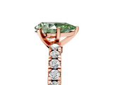 Rose gold Fancy Green Pear  Solitaire Diamond with Pavé Band and Four-Prong Setting_57
