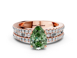 Rose gold Fancy Green Pear  Solitaire Diamond with Pave and Channel Set Band_93