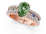 Rose gold Fancy Green Pear  Solitaire Diamond with Pave and Channel Set Band_94
