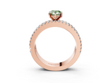 Rose gold Fancy Green Pear  Solitaire Diamond with Pave and Channel Set Band_96