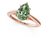 Rose gold Fancy Green Pear  Solitaire Engagement Ring with Four-Prong Setting and Classic Band 1