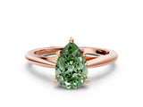 Rose gold Fancy Green Pear  Solitaire Engagement Ring with Four-Prong Setting and Classic Band