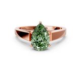 Rose gold Fancy Green Pear  Solitaire Engagement Ring with Four-Prong Setting and Tapered Band_3