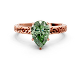 Rose gold Fancy Green Pear  Solitaire Engagement Ring with Scrollwork Band and Four-Prong Setting_116