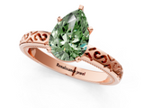 Rose gold Fancy Green Pear  Solitaire Engagement Ring with Scrollwork Band and Four-Prong Setting_117