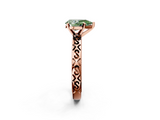 Rose gold Fancy Green Pear  Solitaire Engagement Ring with Scrollwork Band and Four-Prong Setting_118