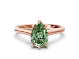Rose gold Fancy Green Pear  Solitaire Engagement Ring with Six-Prong Setting and Classic Band 1