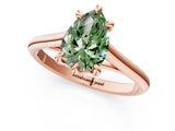 Rose gold Fancy Green Pear  Solitaire Engagement Ring with Six-Prong Setting and Classic Band 2