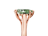 Rose gold Fancy Green Pear  Solitaire Engagement Ring with Six-Prong Setting and Classic Band