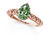 Rose gold Fancy Green Pear  Solitaire Floral Milgrain Engagement Ring_51