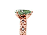 Rose gold Fancy Green Pear  Solitaire Floral Milgrain Engagement Ring_55
